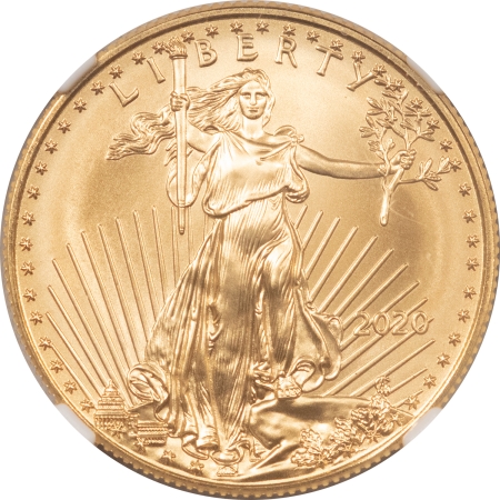 American Gold Eagles, Buffaloes, & Liberty Series 2020 $25 1/2 OZ AMERCIAN GOLD EAGLE – NGC MS-70 FIRST DAY OF ISSUE REAGAN LEGACY