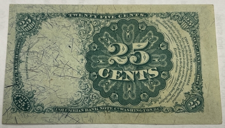 Fractional Currency 1874 25C FRACTIONAL CURRENCY, 5TH ISSUE, LONG KEY, FR-1308 CRISP AU-58 LOOKS UNC