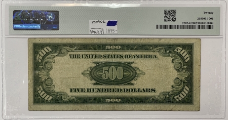 New Store Items 1934-A $500 FEDERAL RESERVE NOTE, CHICAGO JULIAN/MORGANTHEAU FR-2202G, PMG VF-20