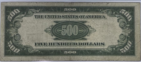 New Store Items 1934-A $500 FEDERAL RESERVE NOTE, CHICAGO JULIAN/MORGANTHEAU FR-2202G, PMG VF-20