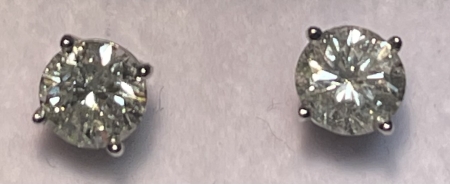 Jewelry BEAUTIFUL 14 KT WHITE GOLD DIAMOND EARRINGS, 2.45 CT TW, G-H, I1, RETAIL $12,500