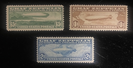 Air Post Stamps SCOTT #C-13, 14, 15 GRAF ZEPPELIN SET, MOG-NH, F/VF, SATURATED COLOR-CAT $1675