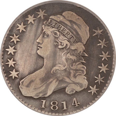 Early Halves 1814 CAPPED BUST HALF DOLLAR, ICG VF DETAILS-CLEANED, WITH A PLEASING LOOK!