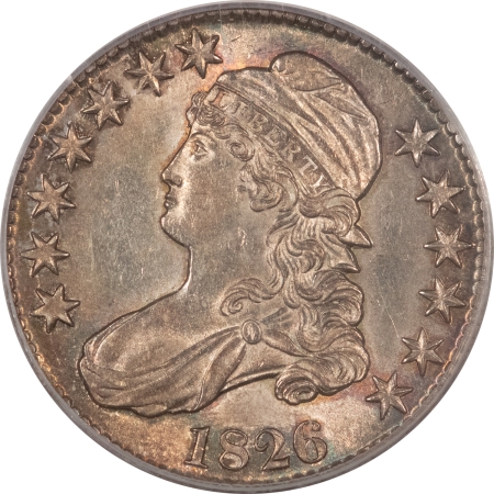 CAC Approved Coins 1826 CAPPED BUST HALF DOLLAR – PCGS AU-58 CAC, REALLY PRETTY, FRESH & PQ!