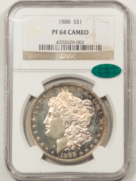 CAC Approved Coins 1888 PROOF MORGAN DOLLAR – NGC PF-64 CAMEO, LOVELY, PQ GEM! CAC APPROVED!