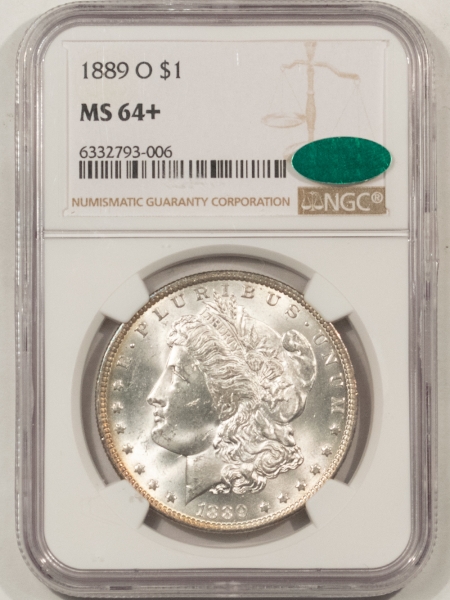CAC Approved Coins 1889-O MORGAN DOLLAR – NGC MS-64+, BLAST WHITE, PREMIUM QUALITY, CAC APPROVED!