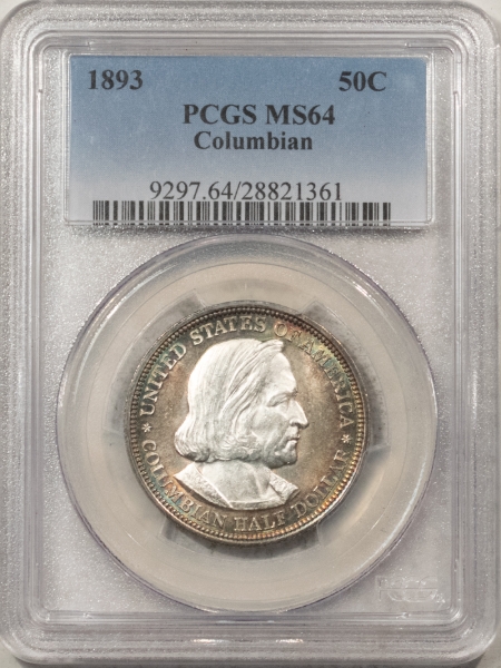 New Certified Coins 1893 COLUMBIAN COMMEMORATIVE HALF DOLLAR – PCGS MS-64, PRETTY GEM LOOK, PQ!