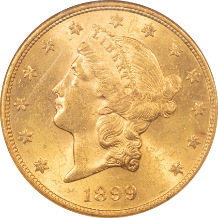 $20 1899-S $20 LIBERTY HEAD GOLD – NGC MS-62, LUSTROUS!