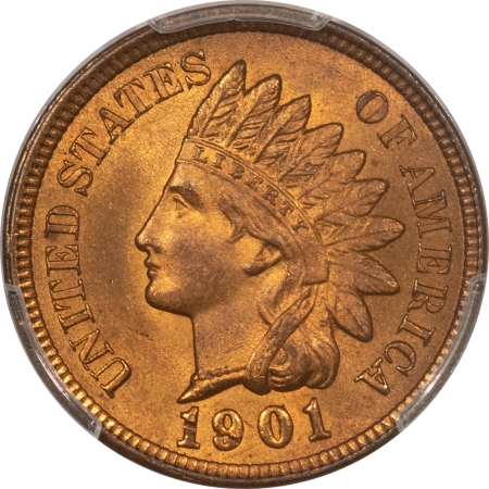 Indian 1901 INDIAN HEAD CENT – PCGS MS-64 RB, LOOKS FULL RED!