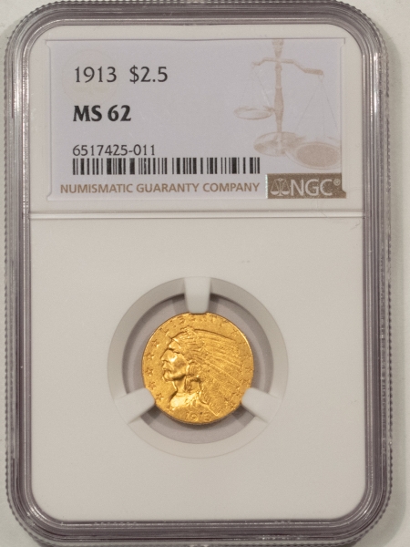 $2.50 1913 $2.50 INDIAN GOLD NGC MS-62