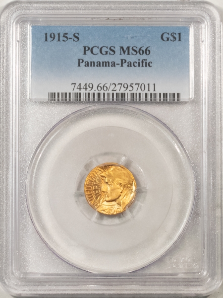 Early Commems 1915-S PANAMA-PACIFIC COMMEMORATIVE GOLD DOLLAR – PCGS MS-66, PRETTY & PQ!