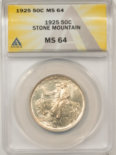 New Certified Coins 1925 STONE MOUNTAIN COMMEMORATIVE HALF DOLLAR – ANACS MS-64