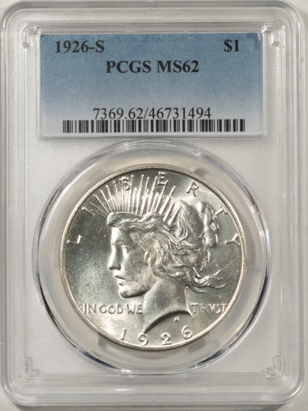 New Certified Coins 1926-S PEACE DOLLAR – PCGS MS-62, BLAST WHITE!
