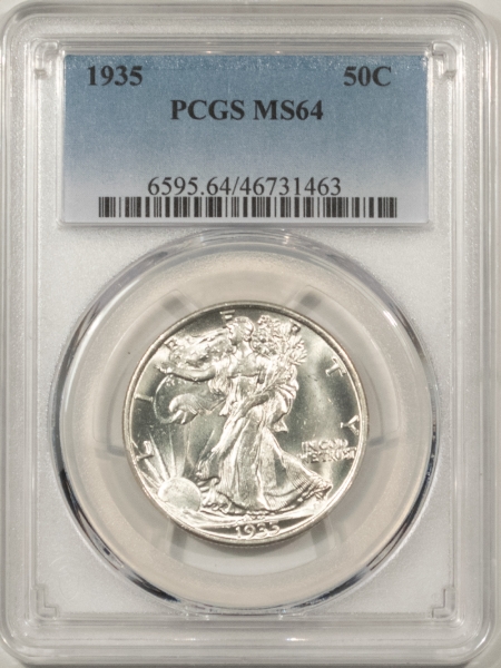 New Certified Coins 1935 WALKING LIBERTY HALF DOLLAR – PCGS MS-64, BLAZING WHITE!