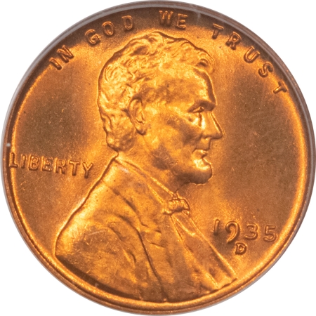 Lincoln Cents (Wheat) 1935-D LINCOLN CENT – PCGS MS-66 RD, FIERY!