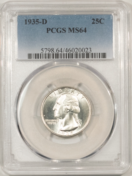 New Certified Coins 1935-D WASHINGTON QUARTER – PCGS MS-64, BLAST WHITE!