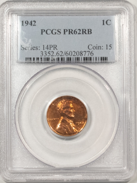Lincoln Cents (Wheat) 1942 PROOF LINCOLN CENT – PCGS PR-62 RB