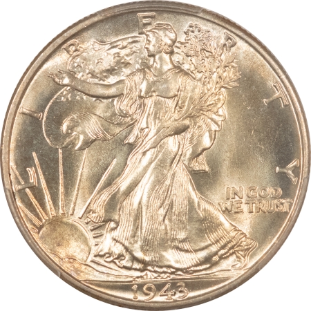 New Certified Coins 1943 WALKING LIBERTY HALF DOLLAR – PCGS MS-65, FRESH GOLDEN WHITE GEM & PQ!