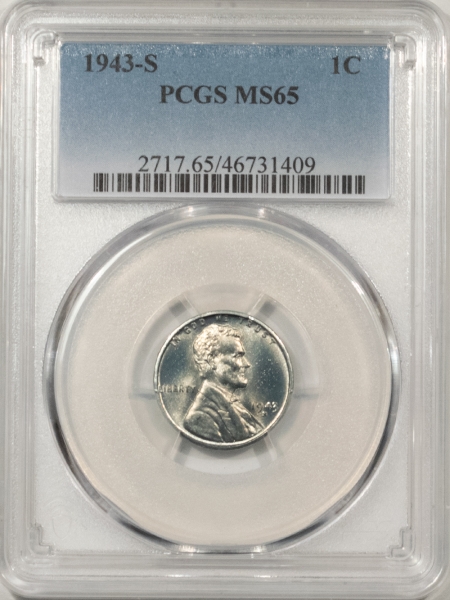 Lincoln Cents (Wheat) 1943-S LINCOLN CENT – PCGS MS-65