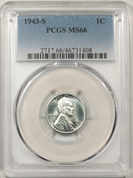 Lincoln Cents (Wheat) 1943-S LINCOLN CENT – PCGS MS-66
