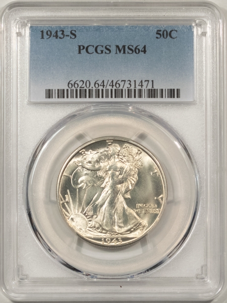 New Certified Coins 1943-S WALKING LIBERTY HALF DOLLAR – PCGS MS-64, BLAZING WHITE & LUSTROUS!