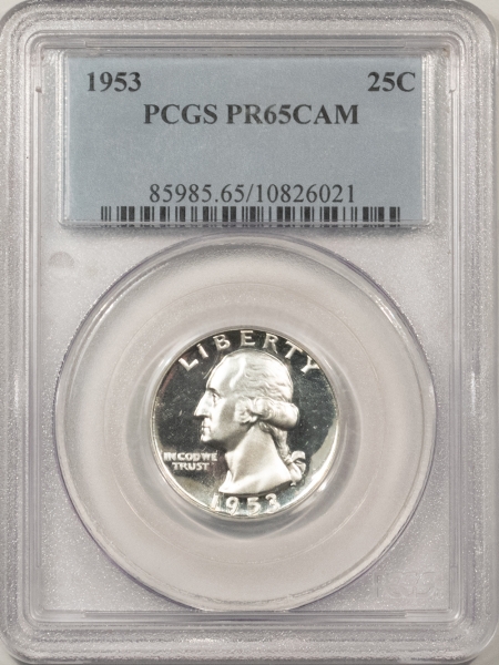 New Certified Coins 1953 PROOF WASHINGTON QUARTER – PCGS PR-65 CAMEO, ALMOST DCAM, UNDERVALUED!