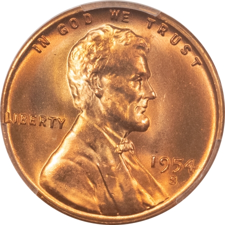 Lincoln Cents (Wheat) 1954-S LINCOLN CENT – PCGS MS-67 RD, PREMIUM QUALITY WITH AN INTENSE GLOW!