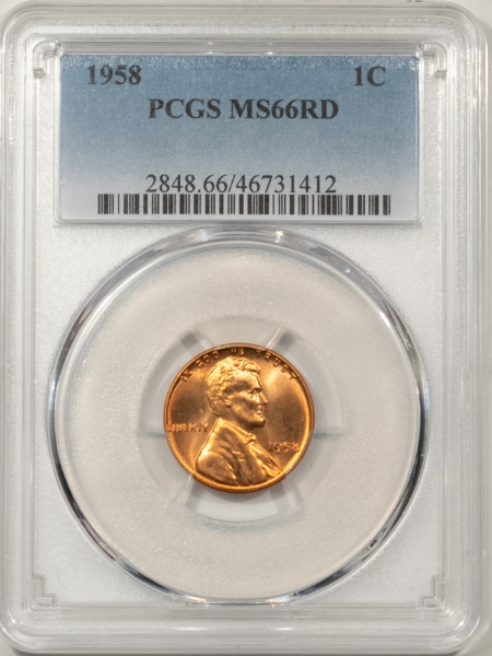 Lincoln Cents (Wheat) 1958 LINCOLN CENT – PCGS MS-66 RD