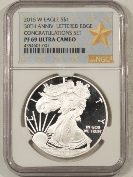 American Silver Eagles 2016-W PROOF SILVER EAGLE 30TH LETTERED NGC PF69 ULTRA CAMEO CONGRATULATIONS SET