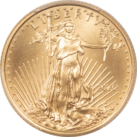 American Gold Eagles, Buffaloes, & Liberty Series 2020 1/4 OZ $10 AMERICAN GOLD EAGLE – PCGS MS-70, FIRST STRIKE, FLAG LABEL!