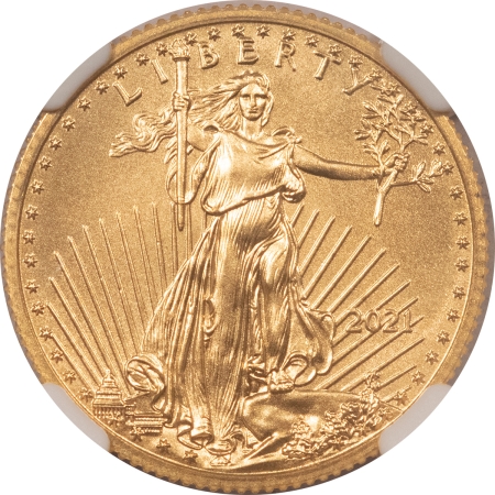 American Gold Eagles, Buffaloes, & Liberty Series 2021 1/4 OZ $10 AMERICAN GOLD EAGLE – NGC MS-70, TYPE 1, FAMILY OF EAGLES