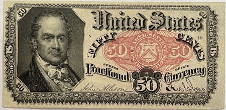Fractional Currency FRACTIONAL CURRENCY-5TH ISSUE, FR-1381, 50c, BRIGHT COLORS & CH AU, LOOKS UNC!
