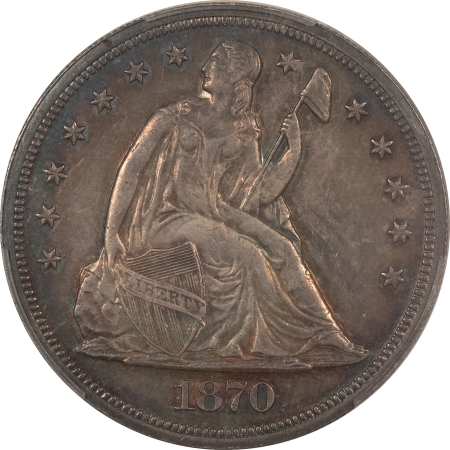 Liberty Seated Dollars 1870 PROOF LIBERTY SEATED DOLLAR – PCGS PR-61, ORIGINAL & NICE W/ PLEASANT COLOR