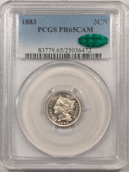 CAC Approved Coins 1883 PROOF THREE CENT NICKEL – PCGS PR-65 CAM, BLACK/WHITE, PQ & CAC APPROVED!
