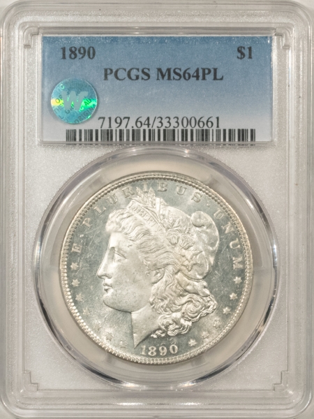 Morgan Dollars 1890 MORGAN DOLLAR – PCGS MS-64 PROOFLIKE, LOOKS GEM & PREMIUM QUALITY!