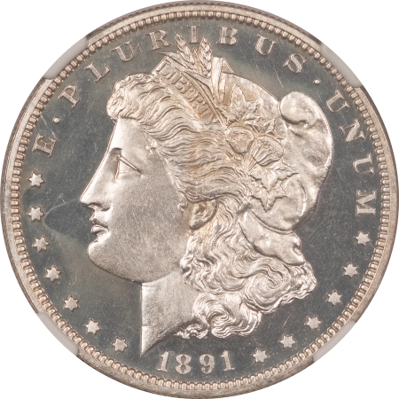 Dollars 1891 PROOF MORGAN DOLLAR – NGC PF-64, WHITE, SEMI CAMEO!