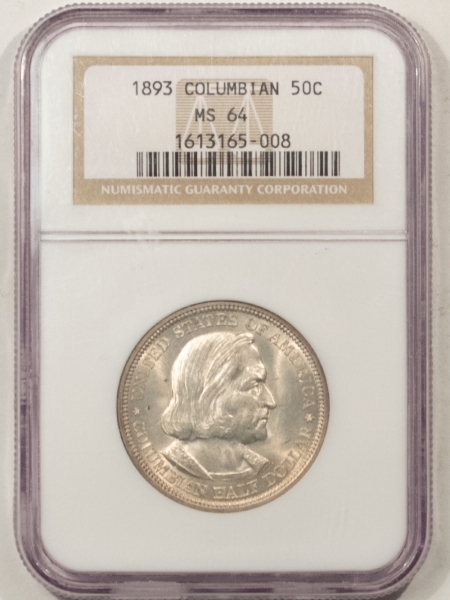 New Certified Coins 1893 COLUMBIAN COMMEMORATIVE HALF DOLLAR – NGC MS-64, WHITE!