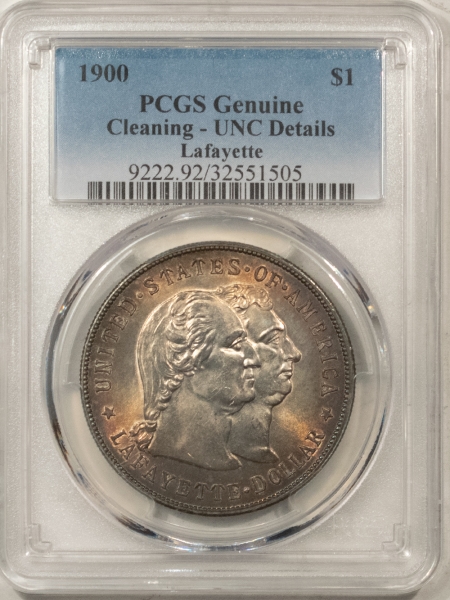 Early Commems 1900 $1 LAFAYETTE COMEMMORATIVE – PCGS GENUINE, CLEANING, UNC DETAILS, NICE!