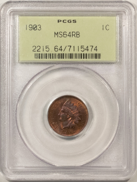 Indian 1903 INDIAN CENT – PCGS MS-64 RB, OLD GREEN HOLDER & PREMIUM QUALITY!