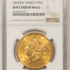 $20 1908-D MOTTO $20 ST GAUDENS GOLD – PCGS MS-62, BETTER DATE, LOW MINTAGE