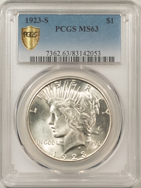 New Certified Coins 1923-S PEACE DOLLAR – PCGS MS-63, LOOKS MS64! PREMIUM QUALITY!