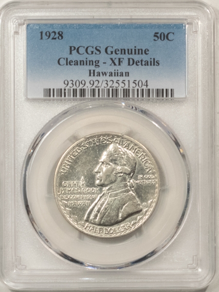 New Certified Coins 1928 HAWAIIAN COMMEMORATIVE HALF DOLLAR – PCGS GENUINE CLEANING XF DET! AU+ LOOK