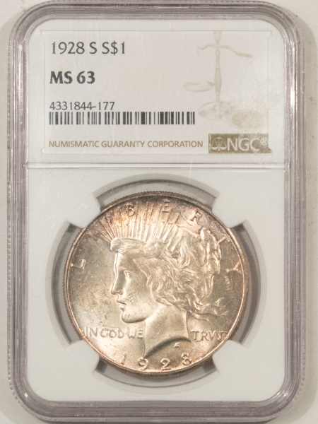 New Certified Coins 1928-S PEACE DOLLAR – NGC MS-63, ORIGINAL & CHOICE!