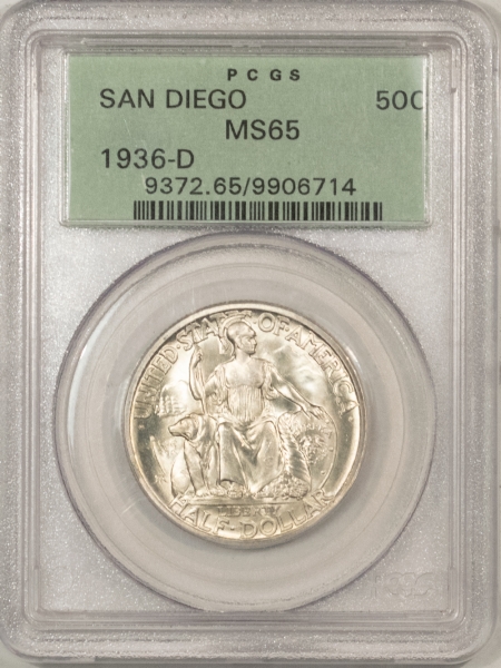 New Certified Coins 1936-D SAN DIEGO COMMEMORATIVE HALF DOLLAR – PCGS MS-65, BLAZING WHITE, OGH, PQ!