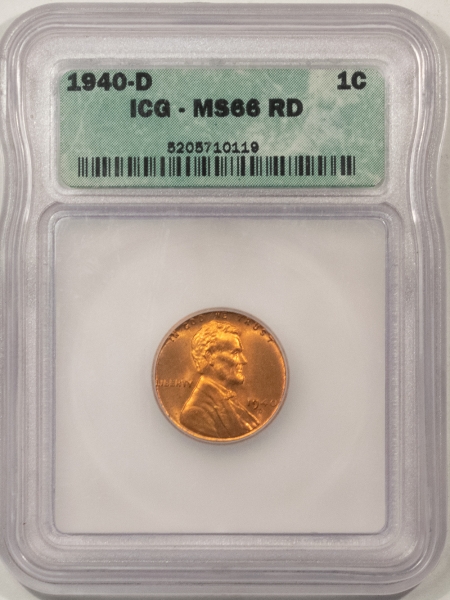 Lincoln Cents (Wheat) 1940-D LINCOLN CENT – ICG MS-66 RD