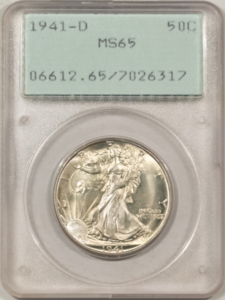 New Certified Coins 1941-D WALKING LIBERTY HALF DOLLAR – PCGS MS-65, RATTLER! PREMIUM QUALITY!
