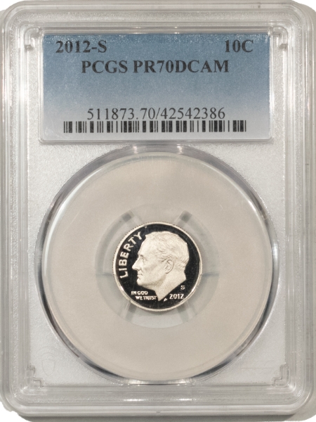 New Certified Coins 2012-S PROOF ROOSEVELT DIME – PCGS PR-70 DCAM, PERFECT!