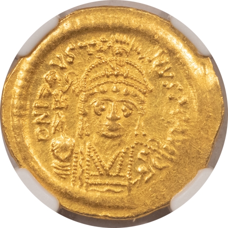 Ancient Coins JUSTIN II AD 565-578 BYZANTINE EMPIRE AV GOLD SOLIDUS 4.47G NGC AU CLIP 5/5 3/5