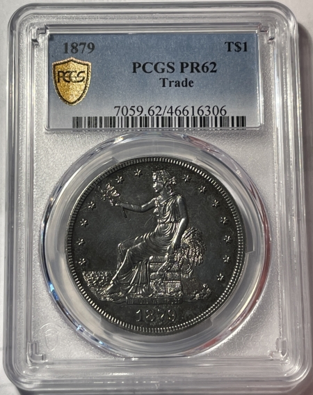 Trade Dollars 1879 PROOF TRADE DOLLAR – PCGS PR-62, COLBALT TONED W/ VIBRANT SURFACES & APPEAL