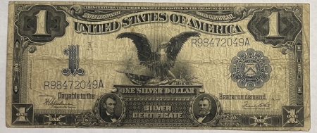 Large Silver Certificates 1899 $1 SILVER CERTIFICATE, “BLACK EAGLE”, FR-236, HONEST CIRCULATED FINE